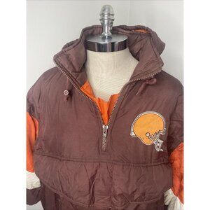 Vintage Cleveland Browns Jacket Mens L Pull Over Competitor Puffy Coat Pockets